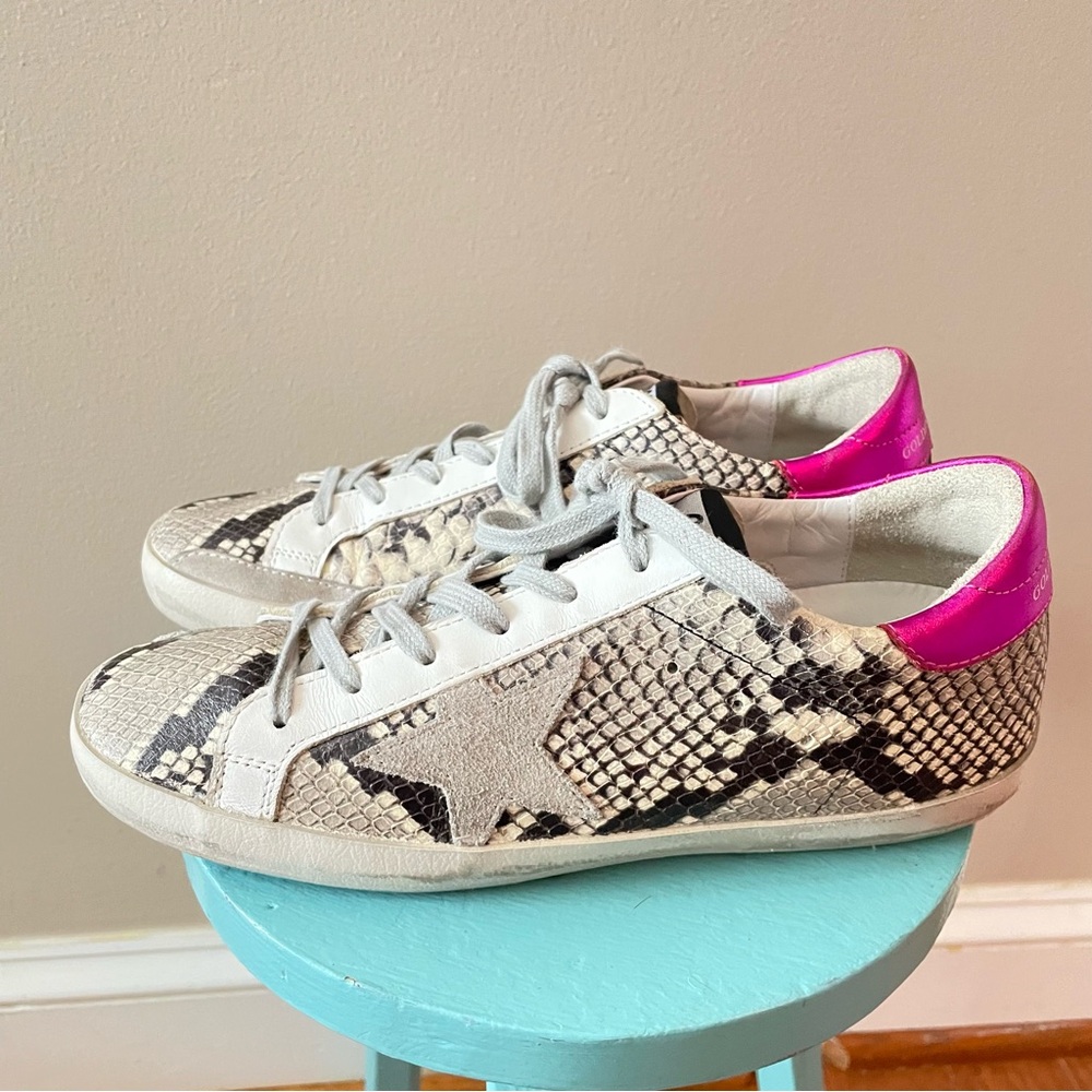 Golden Goose Superstar Grey Python with Metallic Fuschia Sneakers Women’s Sz 39 - Picture 2 of 12